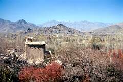 The landscape along the road between Ghazni and Kabul, eastern Afghanistan.