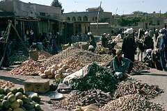 A vegetable market in the old city of Herat. Herat is the centre of a rich agricultural region.