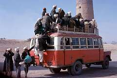 Bus travel Afghani style near Herat, western Afghanistan.