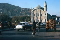 Traffic in front of the Masjid Shah-du-Shamera, the mosque near the Kabul River.