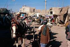 A typical busy street scene on the outskirts of Kandahar.