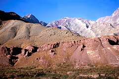 Mountain scenery  on the road to Samangan, southeast of Mazar-e-Sharif, in the north of the country.
