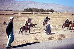 People on the way to a buzkashi match near Pul-e-Khumri, between Kunduz and Kabul.