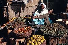 Waiting for customers in a market place in Mazar. There are orchards, producing good quality vegetables and fruits in this region.