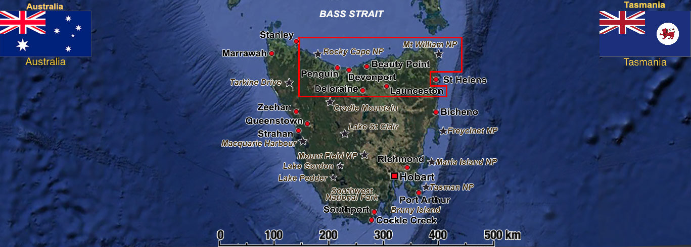 The North of Tasmania, from Rocky Cape to the northeast coast