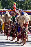 A traditional dance, Aji-lhamu, from Moshing village, after the temple ceremonies, in the Upper Gompa of the Gontse Gaden Rabgyel Ling (GRL) Monastery in Bomdila.