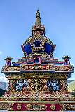 The elaborately decorated chorten (stupa) at Thupsung Dhorgye Ling (TDL) Buddhist Monastery, in Dirang.
