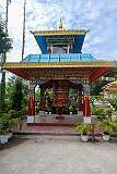 The pavilion with a large prayer wheel at the Gompa Buddhist Temple.
