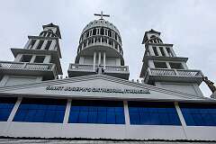 Towers of the Catholic Cathedral of St Joseph of Itanagar.