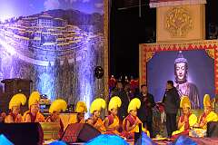 A Buddhist ceremony performed by monks of Tawang Monastery at the start of the Festival of Tawang.