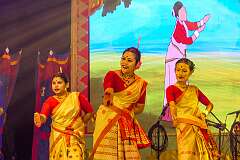The Assamese Culture Troupe of Tawang performing the Bihu Dance.