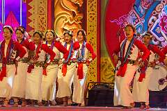 A Folk Dance of the Nyishi people, the largest ethnic group of Arunachal Pradesh, by the Nishi Cultural Troupe of Tawang.