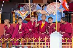 Young novice monks in the Upper Gompa of the Gontse Gaden Rabgyel Ling Monastery of Bomdila.