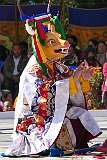A masked dancer during a spiritual dance at the Drub-chod-Chen-Mo Cum Bomdila Torgya.