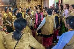 Apatani women singing and dancing at the Eli ceremony.