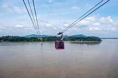 View to North Guwahati across the Brahmaputra River from the Guwahati Passenger Ropeway.