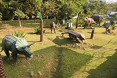 A display of life-size sculptures of dinosaurs in the Regional Science Centre, Kanapara, in the south of Guwahati.