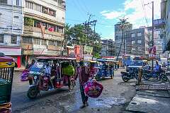 Lumding-Silchar Road with autorickshaws, in Silchar.
