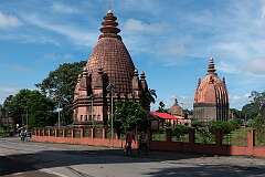 Vishnu Dol, and behind it, on the right, Siva Dol, Sivasagar. The temples were built in 1734 by Bar Raja Ambika, queen of Ahom king Swargadeo Siva Singha (1714–1744).