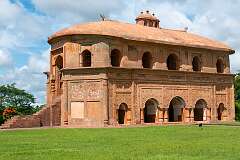 The Rang Ghar, a double-storied oval-shaped royal pavilion, built by the Ahom King Pramatta Singha (1744-1751 CE) for watching games of birds and animals, fights, and cultural programmes.