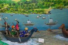 Display in the Assam Tai Museum of the naval Battle of Saraighat, fought in 1671 between the Mughal Empire and the Ahom Kingdom.