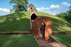 Maidan No.38, with a reconstructed tunnel and top structure, one of the Maidans, burial mounds of the Ahom Kings in Charaideo.