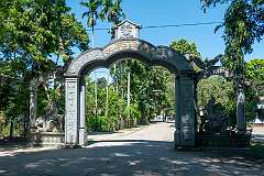 The gate to Garamur Satra, one of several satras, Vaishnavite monasteries, on the island of Majuli.