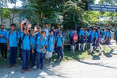 Students of Auniati High School, Majuli.