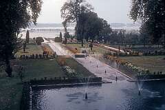 View to Dal Lake from Nishat Bagh, a terraced Mughal garden built on the eastern side of Dal Lake, close to Srinagar.