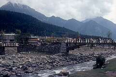Pahalgam, a hill station on the Lidder river in the Lidder Valley; a popular tourist destination, it has an average elevation of 2,740 metres.
