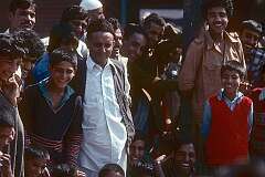 Men and boys at the market of Srinagar.