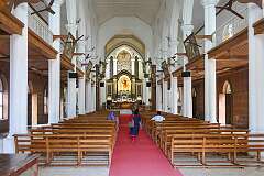 Interior of the Arthunkal St. Andrew's Basilica, the largest shrine of St Sebastian in the world, in Arthunkal, Cherthala.