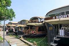Houseboats at Punnamada, Finishing Point, in Alappuzha (Alleppey).