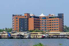 View to the Ramada by Wyndham Alleppey Hotel, from Punnamada Lake.