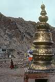 A brass roof ornament on the roof of Hemis Gompa.