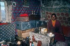 Nowang Dorjey, a monk in his cell in the monastery of Leh Palace.