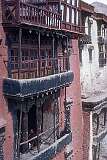 Front balconies of multi-storey Thikse Gompa, the largest monastery of central Ladakh.