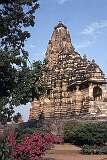 The Kandariya Mahadeva temple in the Khajuraho Group of Monuments, a group of Hindu and Digambara Jain temples in Chhatarpur district.