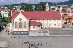 View of the  St. Dominic Savio Church from the roof of the the Don Bosco Centre for Indigenous Cultures, Shillong.