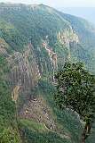 View to the Nohsngithiang (Seven Sisters) Waterfall, in the Cherrapunji-Mawsynram Reserve Forest, Maula Bridge, Mawsmai, 3.5 kilometres south of Sohra (Cherrapunji).