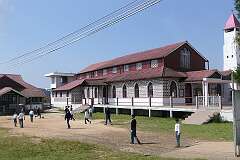 Boys playing football at their school, next to the Nongsawlia Presbyterian Church, Pdengshnong, Cherrapunji.
