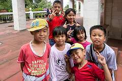 Friendly Mizo children at Solomon's Temple.