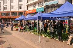 Market in front of the Crescent International Hotel, Kohima.