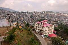 View of Kohima city from the Cathedral of Kohima on Aradura Hill.