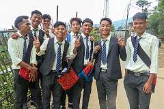 Young Naga students of Mon in their school uniforms.