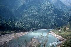 The Teesta river along the road to Singtam, 27 kilometres south of Gangtok.