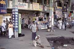 Waiting for the bus in the bus station of Maliyaduthurai.