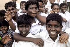 Cheerful Tamil boys in Thanjavur.