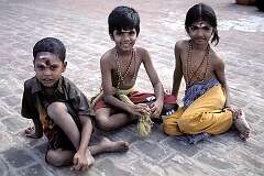 Three very young Devotees, at the Brihadisvara Temple, Thanjavur.