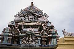 Sculptures on one of the pavilions at Kapaleeshwarar Temple, dedicated to Lord Shiva in Mylapore; it dates back to the 7th century CE.